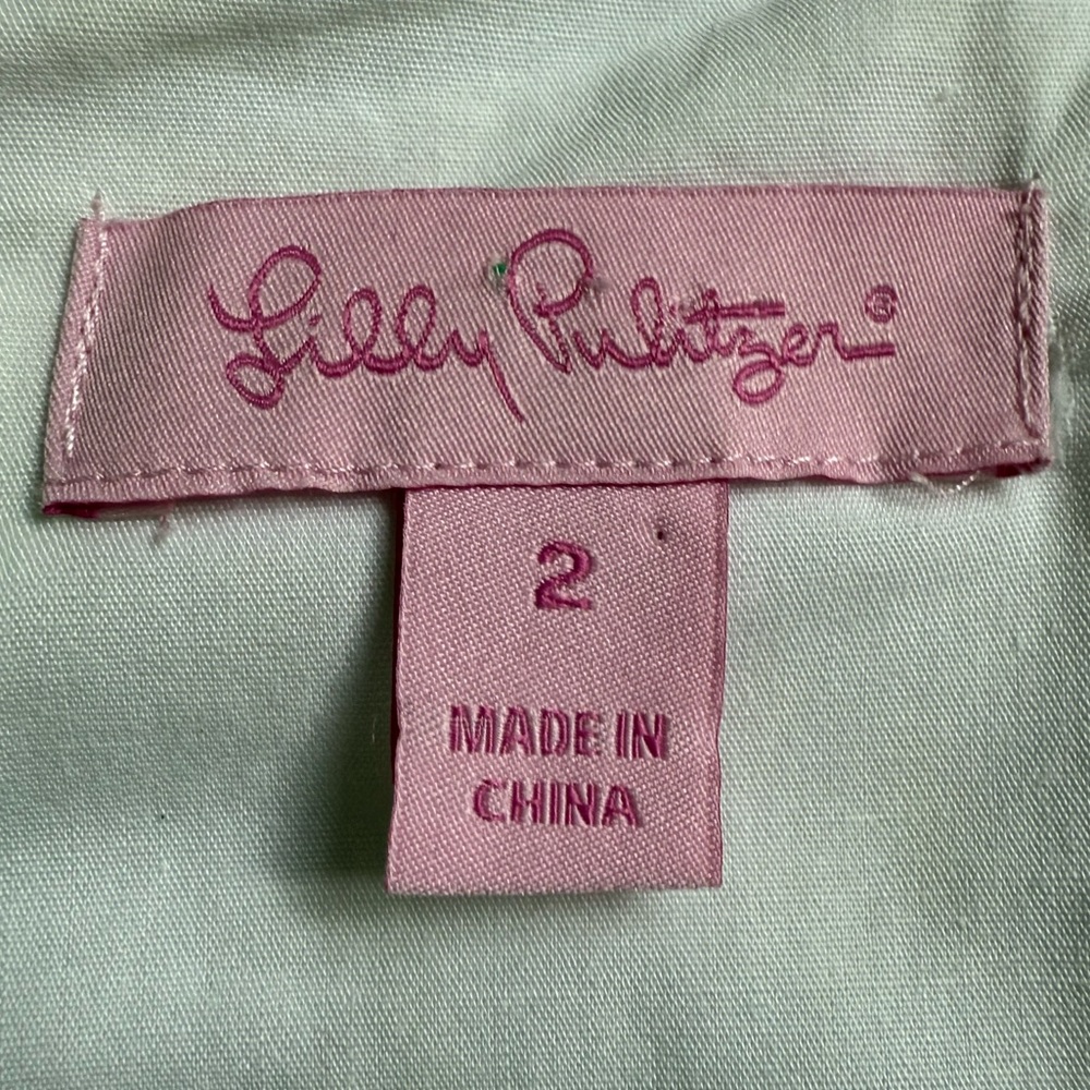 Lilly Pulitzer 🌱Dress Sz 2 Lottie Resort White Green Leaf Gold glitter ✨ - Picture 10 of 15